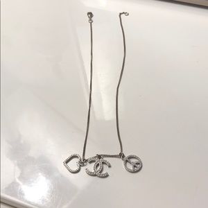 Peace Love Chanel chain charm necklace CHANEL